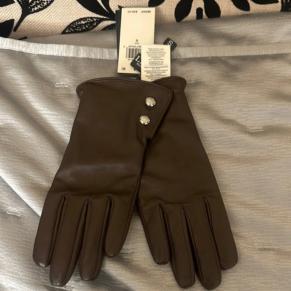 Lauren Ralph Lauren Dark Brown Leather women’s Gloves